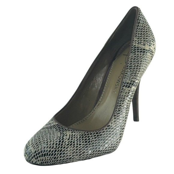 B MARKOWSKY Shoes Snake Print Heels Taupe Size 6 Women's - Picture 6 of 11